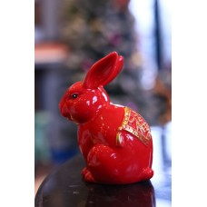 Статуэтка «Кролик» красный сидячий (фарфор)