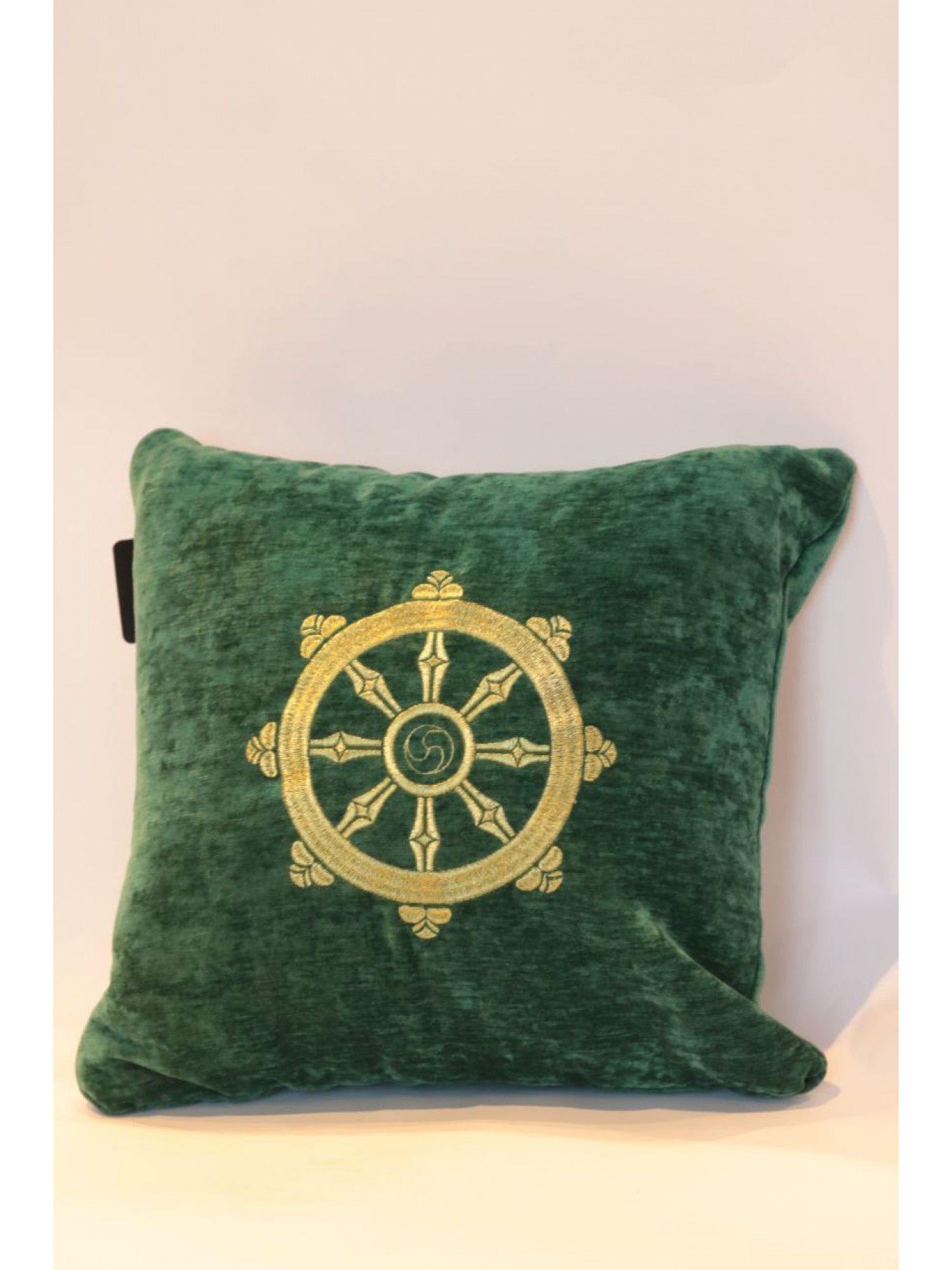 Подушка темно-зеленный с лого золото