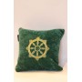 Подушка темно-зеленный с лого золото