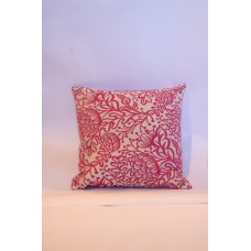 Подушка с вышивкой "Розовые Узоры" белая (из жаккарда)