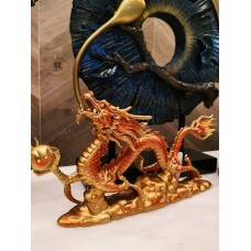 Статуэтка Дракон терракотовый с жемчужиной металл
