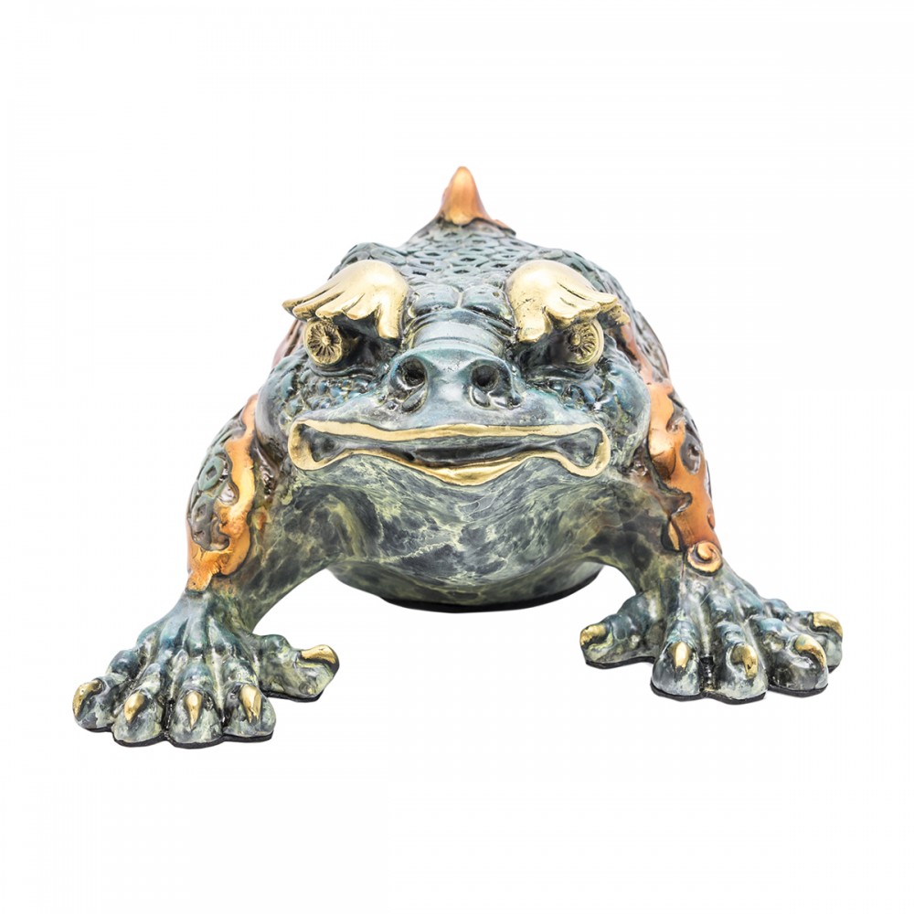 Статуэтка Трехлапая жаба синяя бронза, маленькая