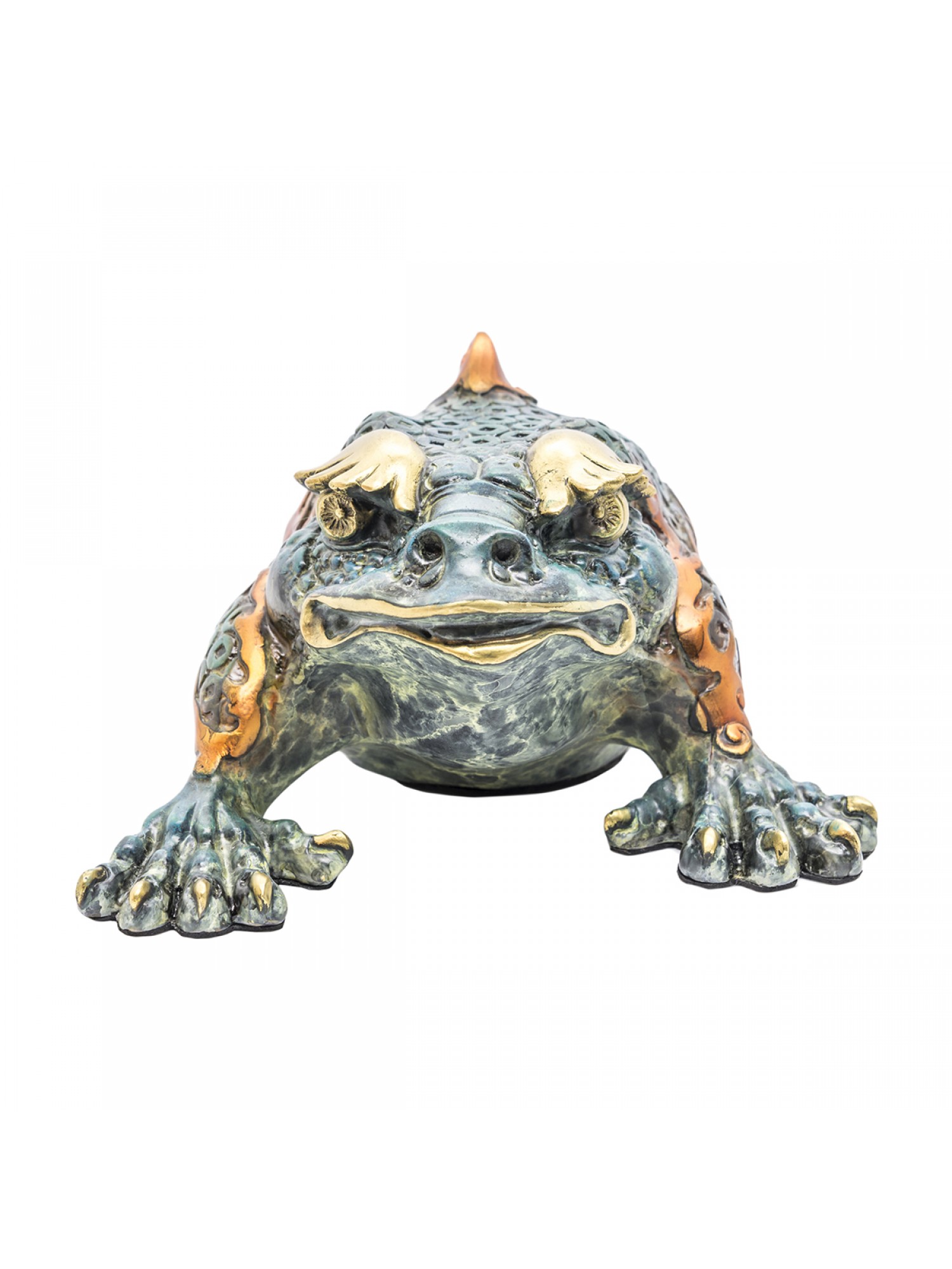 Статуэтка Трехлапая жаба синяя бронза, маленькая