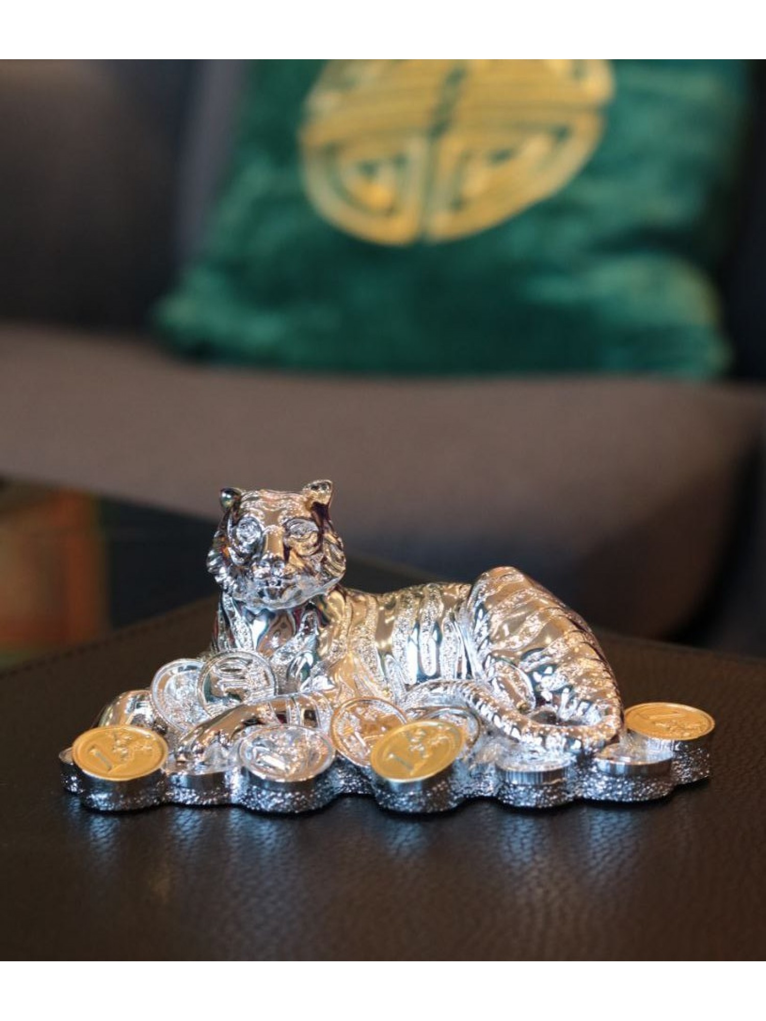 Статуэтка "Тигр на монетах" из СЕРЕБРА защитит Вас от недоброжелателей и наделит решительностью для достижения целей!