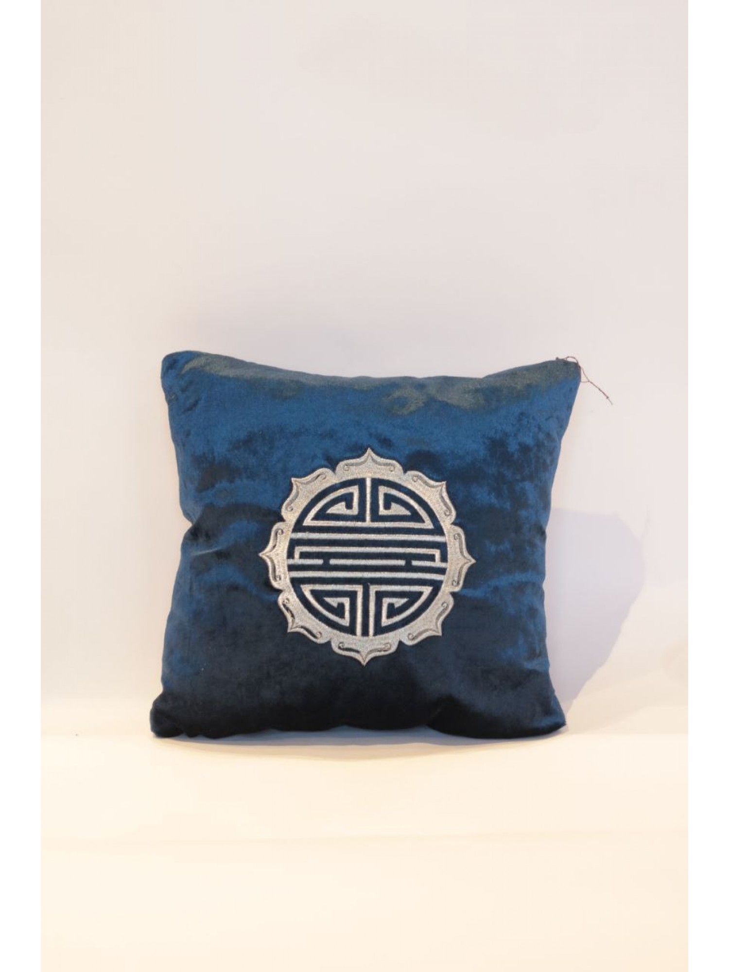 Подушка-Талисман со знаком "Долголетия" с вышивкой (синяя с серебром)