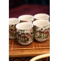 Чайный Набор в китайском стиле (5 чашек) из фарфора