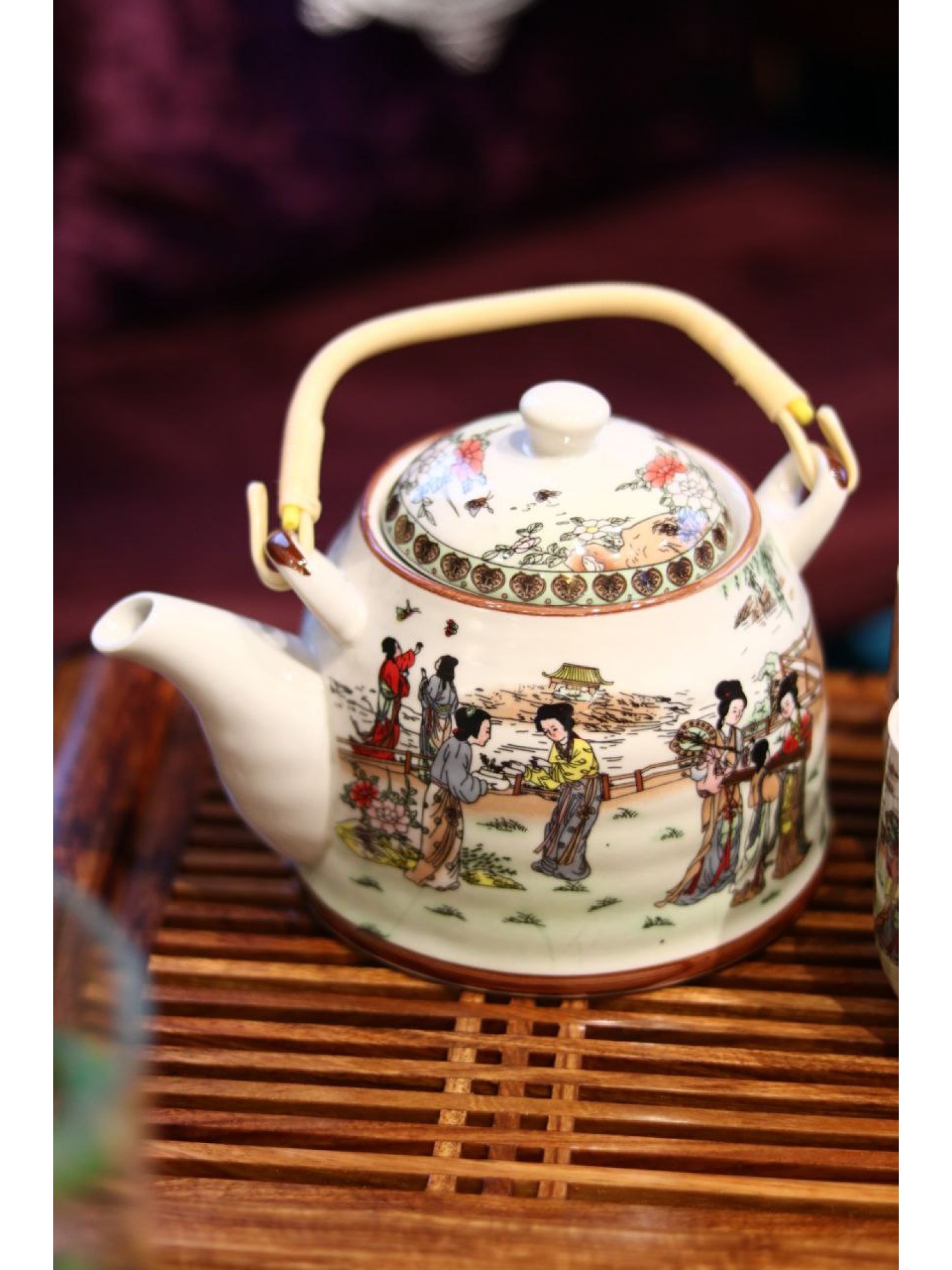 Чайный Набор "Чайник+5 чашек" в китайском стиле (из фарфора) 