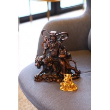 Статуэтка "Бог Богатства Цай Шень на Тигре" из темной бронзы (большая)