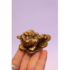 Статуэтка мини "Денежная лягушка" с красными глазами из бронзы