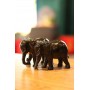 Статуэтка "Пара слонов" с опущенным хоботом (из черной смолы)