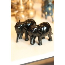 Статуэтка "Пара слонов" с опущенным хоботом (черная)