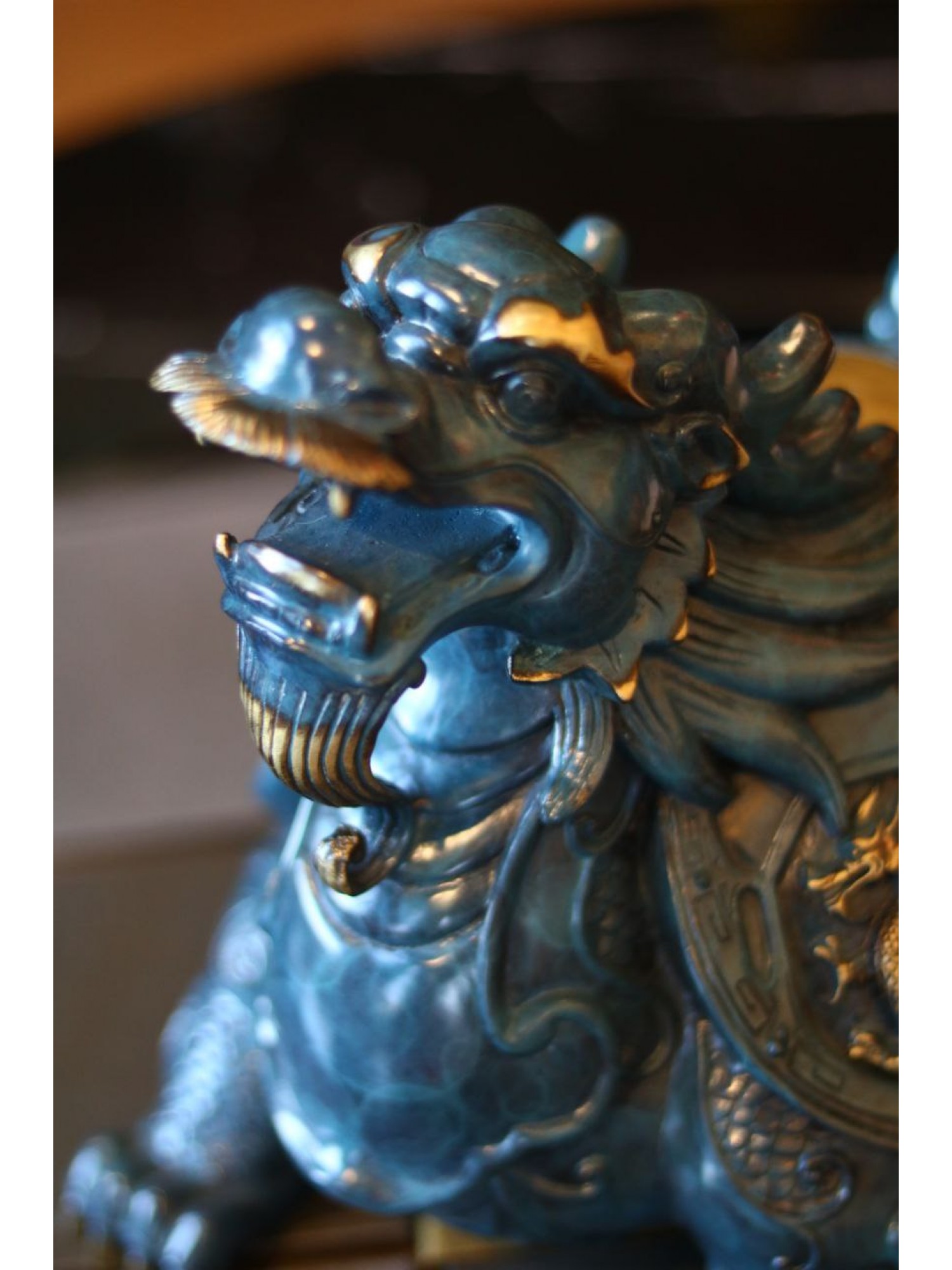 Статуэтка "Драконовая Черепаха" синяя большая (из бронзы)